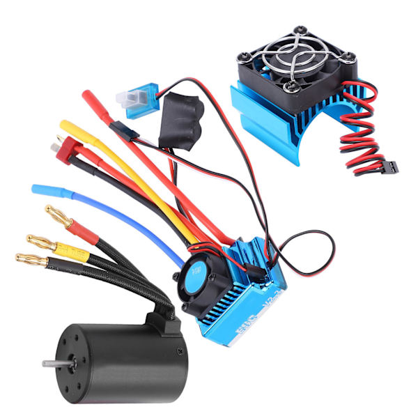 3650 2300KV Vedenpitävä 4-napainen Harjaton Moottori 80A ESC Lämpöalusta Yhdistelmäsetti 1/10 RC-autoon