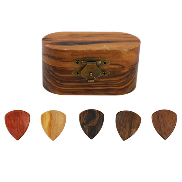 Smooth Wood Guitar Pick Box 5 kpl:llä