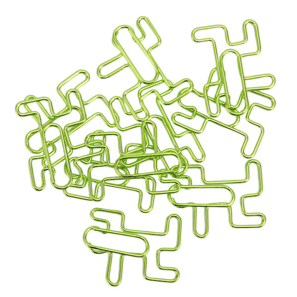 100 STK sød papirclips figurformet galvaniseringsproces Forhindrer glidning Udsøgt bærbar metal papirclips Grøn
