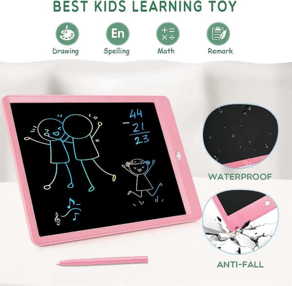 LCD Skrivetavle Doodle Board, 10 tommer (Pink)