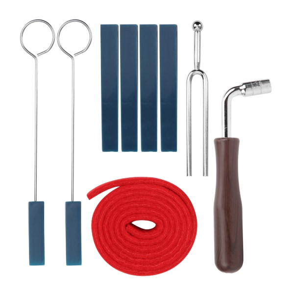 Piano Tuning Set Verktygsdämpare Skiftnyckel Gaffel Spak Filt Temperament Strip Kit Reparationstillbehör