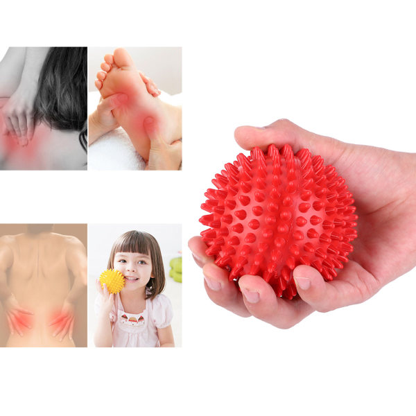 Kestävä muovinen hierontarullavartalo Spiky Balls Fitness Finger Relax Tool punainen 7,5 cm