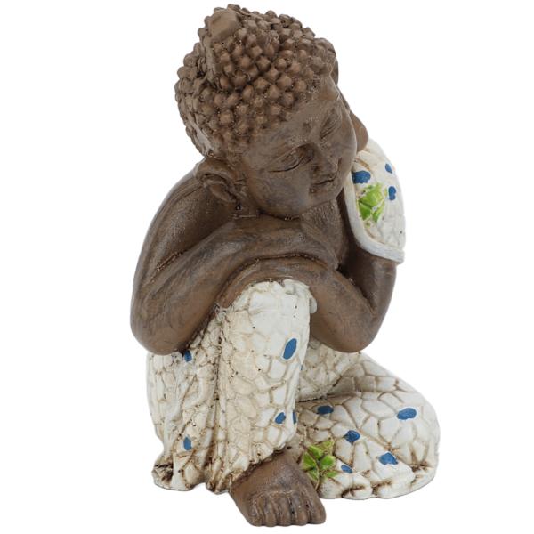 Zen-statue i harpiksmateriale - nem at rengøre - afslappende - vandtæt - sovende Buddha-dekorationer til hjemmet