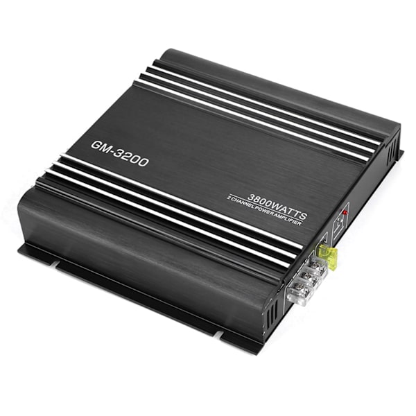 3800W 2-kanals lydforstærker 12V sort aluminiumslegering auto bil Hifi stereo forstærker