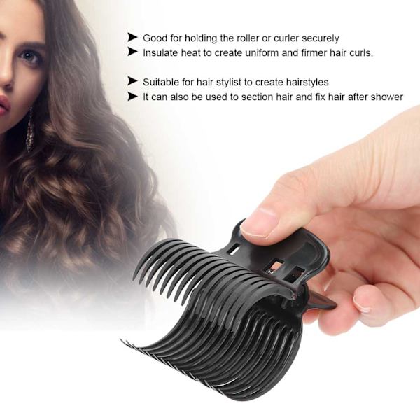 12 stk Hot Roller Clip Hårkrøller Claw Clips Erstatningsværktøj til hårstyling til kvinder piger Sort