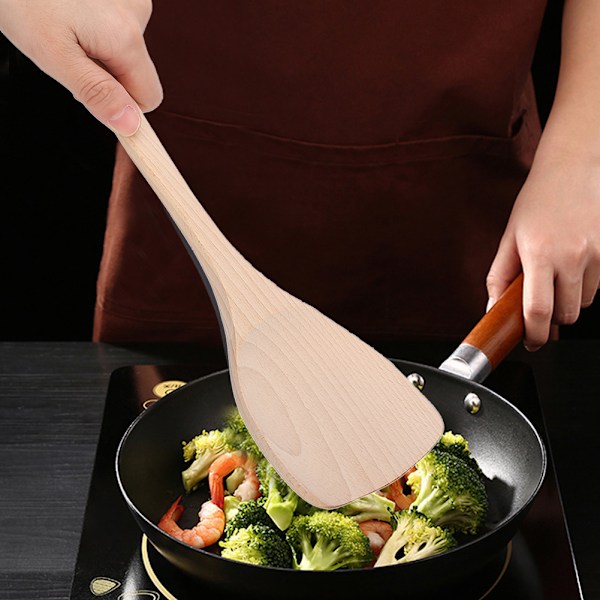 5-delad träspatelskedssats för matlagning, köksredskap för non-stick-panna