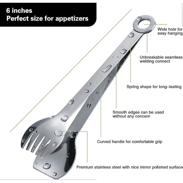 Premium Små Serveringstänger - 15 cm Rostfria Aptitretare Tänger, Set med 4