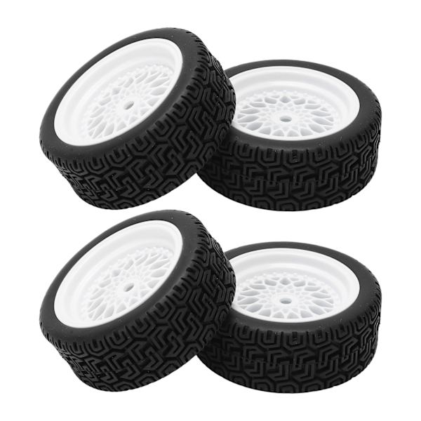 4 kpl 1/10 RC-kumiset, korkea kulutuskestävyys, hyvä pito, vakaa RC-kumipyöräsarja 1/10 RC-autoille, valkoinen