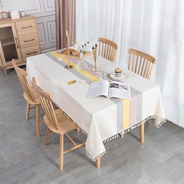 Rektangulär Duk Fläckresistent 140x140 cm Elegant Bordsduk Linneduk Rektangel för Hem Matsal Kök Bordsdekoration