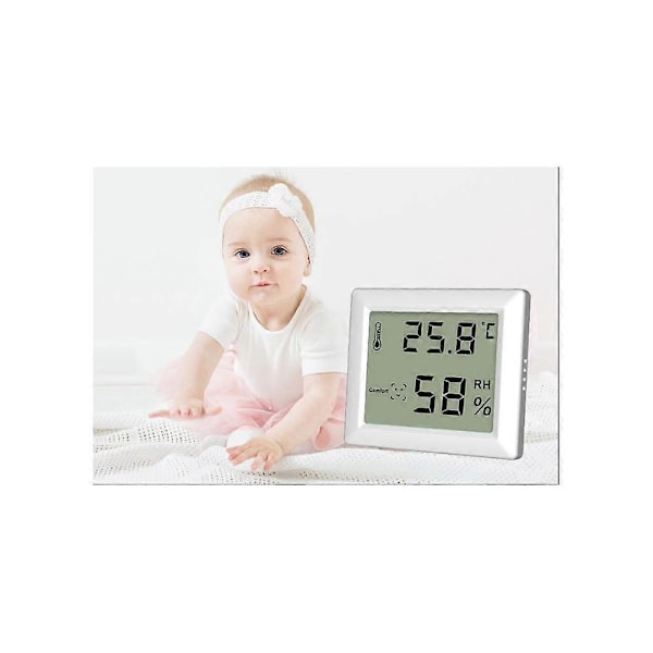 Elektronisk hemtermometer, våt och torr, för babyrum, med digital display, för väggmontering.