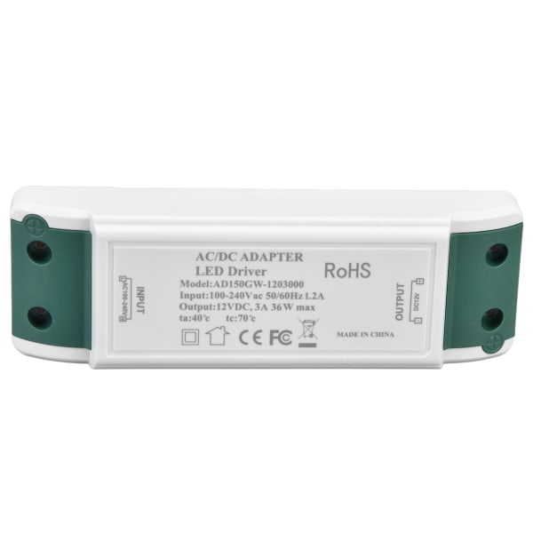 LED-strømdriver 12V DC 36W 3A konstantstrømspenningsadapter LED-driver 100-240V