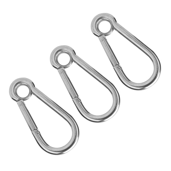 3 stk. Snap Hook Rustfritt Stål Fjær Karabinkroker med Ring Sikkerhetstau Tilbehør M10 (10mm)