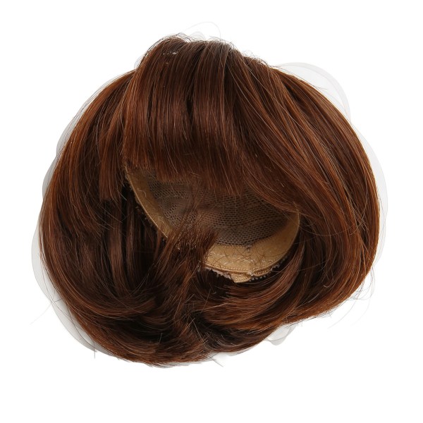 Dukkeparykk-hår med smell Dukke mykt fleksibelt kort rett hår for 1/6 6,1-6,7 tommers dukke mørkebrun