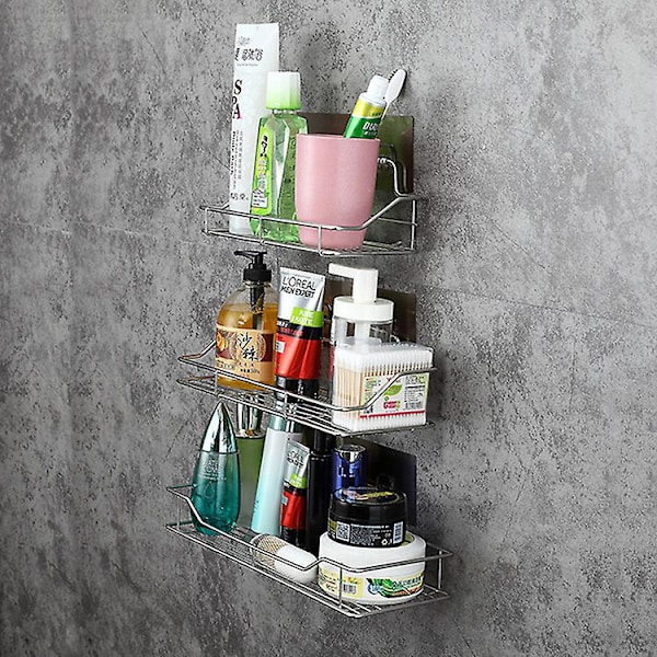 1 stk. Brusehylde Kurv Rustfrit Stål Køkken Badeværelse Organizer, Ingen Boring, 25*11*5.5cm