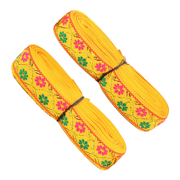 2 st broderad spets lång 7 meter bredd 2,5 cm elegant band för hantverk bröllopsdekoration klänningtillverkning presentförpackning gul