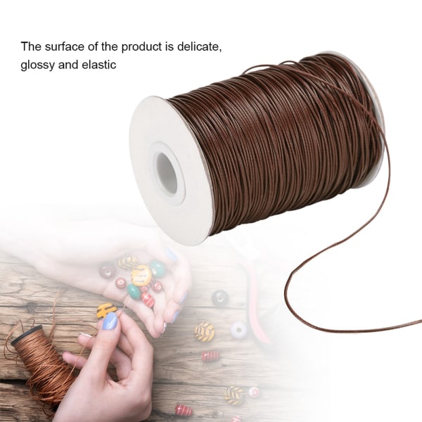 160m vokslinje DIY Miljøvennlig håndvevd taukjede bomullstråd 1 mm (28 # kaffefarge)