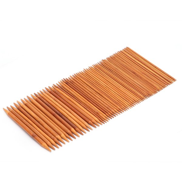 75 st dubbelspetsiga stickor 20 cm/7,8 tum kolsyrade bambustickor set 15 storlekar