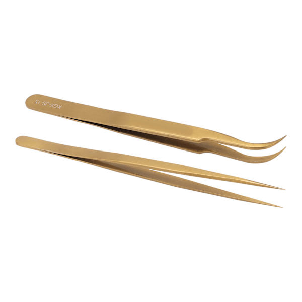 Pinsettsats i aluminiumlegering, böjd rak huvud, antimagnetisk precisionspinsett för PCB-lödning, guld