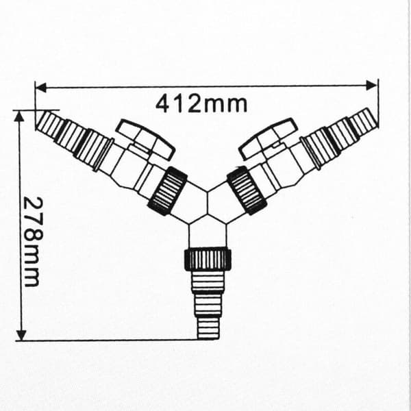 Y-formet vandfordeler til havedamspumpe Cst-02F 25/32/38mm (1\"/1 1/4\"/1 1/2\"), af