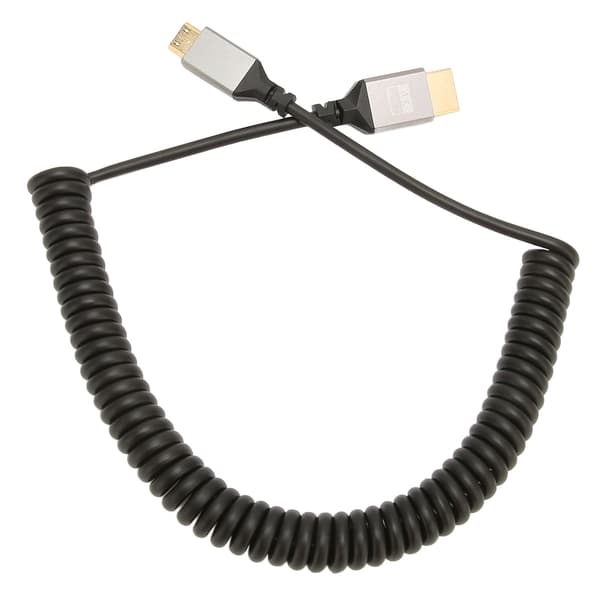 Mini HD Multimedia Interface Spring Adapterkabel 4K 60Hz 18 Gbps Forlængerkabel til Tablet Kamera TV Skærm Mini Han til HD Han Spiralkabel