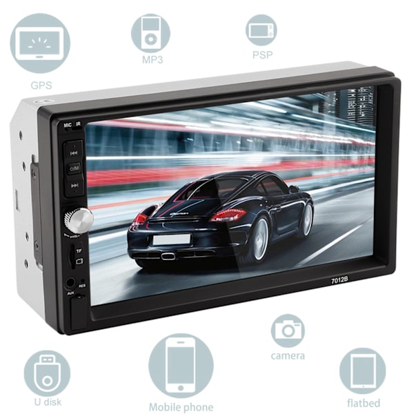7-tommers 2Din HD bilmultimedie MP5-spiller USB/TF stereo FM-radio håndfri samtale