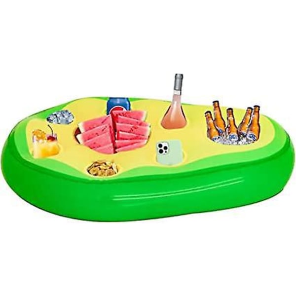 Uppblåsbar Dryckeshållare för Pool, Uppblåsbar Dryckeshållare med 8 Hål, Flytande Poolbar med Luftpump, Uppblåsbar Flytande Barbricka för Poolstrandsemester