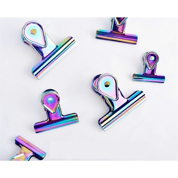 Pärmklämmor Bulldog Clips Pappersklämma Blandade Storlekar Färgad Holografisk Stål Liten Medium Stor L (L (6