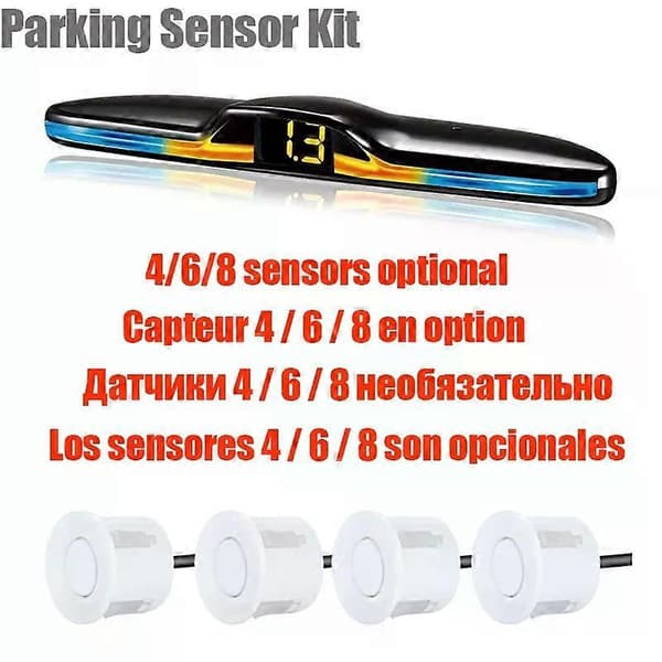 Multi-Radar Parking Sensor Kit, Backlit Parktronic LED Display, Backup Monitor System, Detector Assistant 4/6/8 Radar Sensor