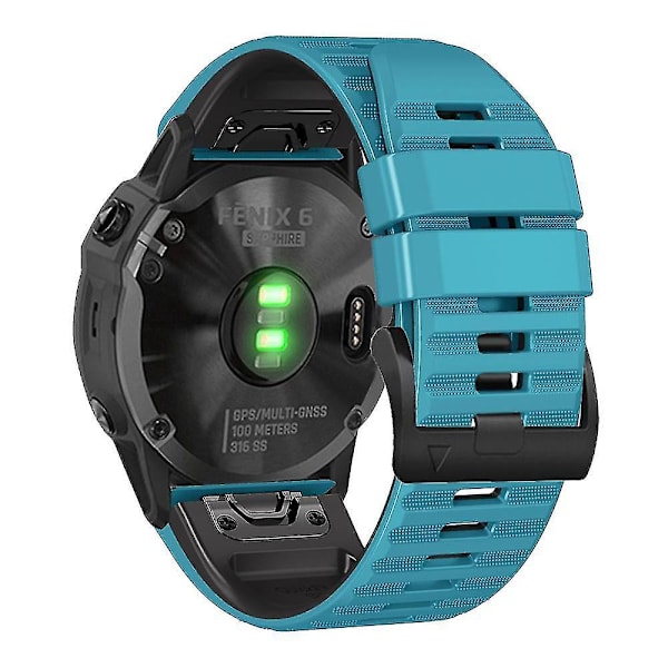 Garmin Tactix Delta/Enduro silikonklokkearmbånd - horisontale striper himmelblå svart