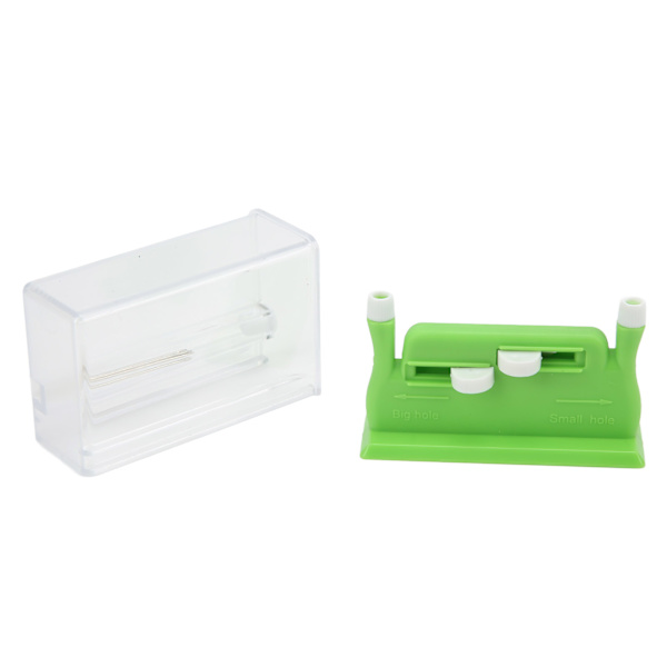 Multifunktionel nåletråder Dobbelt hul design 2.6x4.4x7.2cm/1.0x1.7x2.8in Plastik broderinåltråder Grøn