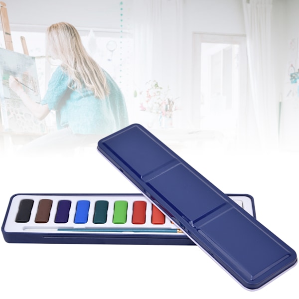 Solid Pigment Børneakvarel Maling Hurtigtørrende Pigment Kit Kunst Tilbehør 12 Farver