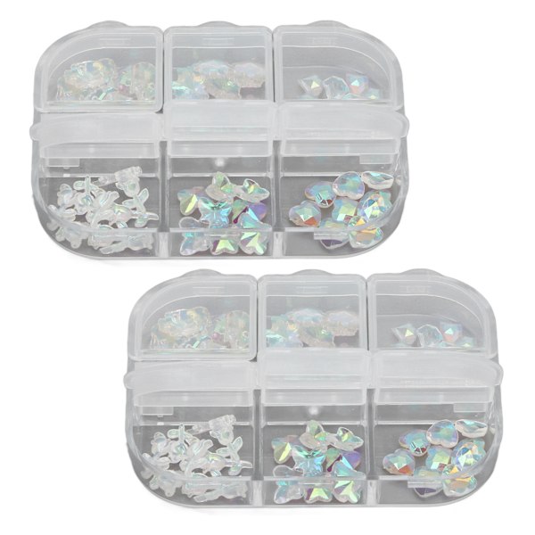 2st 6 Grids Nail art Olika former Glitter Manikyr Dekorativa prydnader för hemsalong