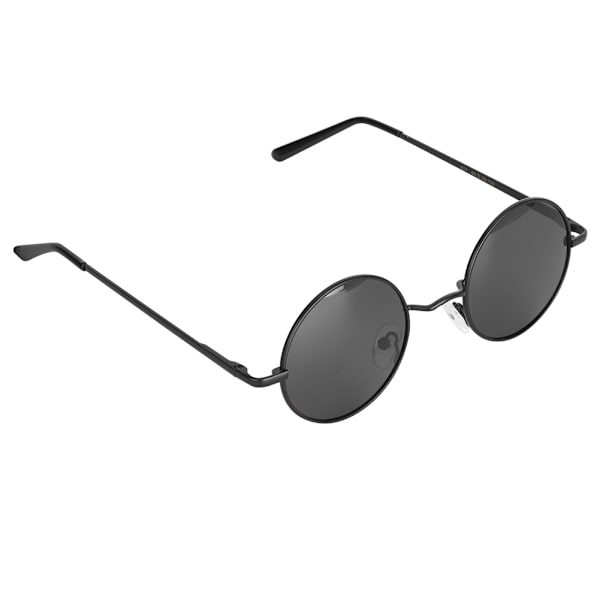 Metal Classic Vintage Unisex UV-suojauksella varustetut pyöreät kehykselliset polarisoidut aurinkolasit aurinkolasikotelolla Musta Harmaa