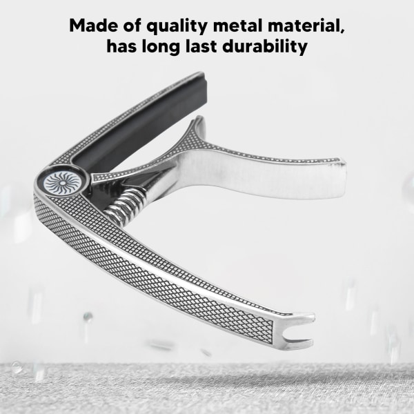 Universal høystyrke metall capo for 6-strengs akustiske og elektriske gitarer - Silver Performance Capo