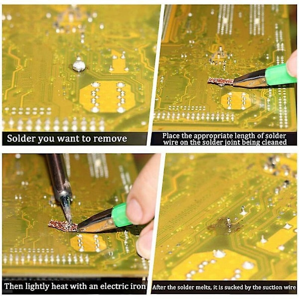 Desoldering Wick, Loddefjerningsverktøy, Desoldering Wick Loddetinnflette, Loddeverktøy med Hjuldispenser for Telefonreparasjonsverktøy (2 stk, 3.0