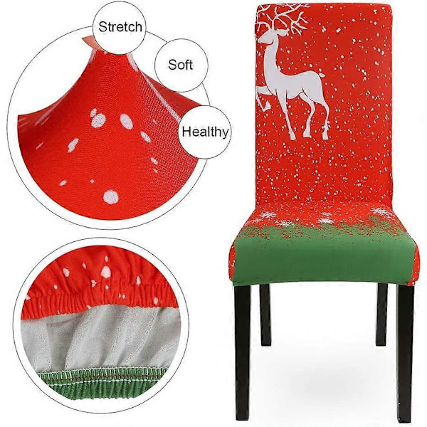 Stretchy Julstolsöverdrag, Halkfritt Matsalsstolsöverdrag, Lätt att Installera och Tvättbart, Modernt Stolsöverdrag för Dekorering av Hotell Kök Fest Hotell
