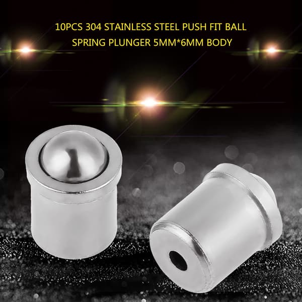 10 stk. 304 rustfrit stål push-fit kuglefjederstempel 5mm*6mm krop