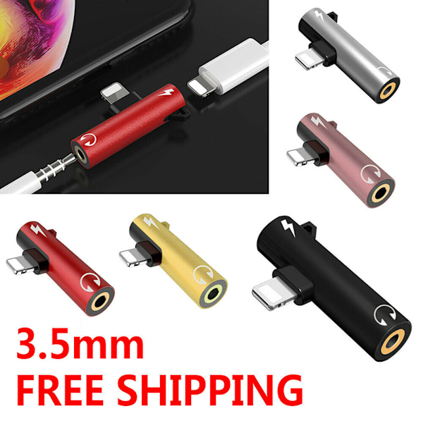 2 i 1 ljudsplitteradapterladdare 3,5 mm AUX hörlursadapter för iPhone