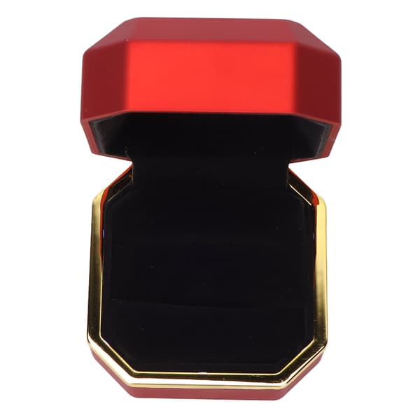 Ring Display Box Flocking Inner Elegant Smyckesskyddande Förvaringspresentförpackning med ljus för förlovning Bröllop Röd