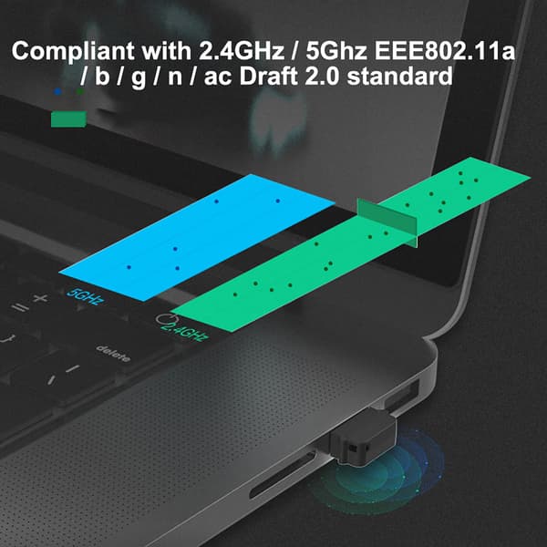 EDUP AC1651 Dual Band trådløst netværkskort 650bps understøttelse til Windows XP/7/8/10