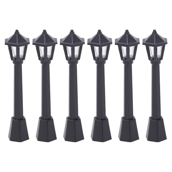 6 stk Mini gatelyktmodell trygge mikroskopiske modelllys for miniatyrdukkehus