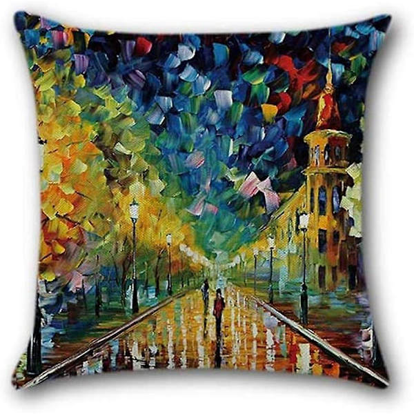 Vaahterakuvioiset puuvillaiset pellavatyynynpäälliset - 4, 45x45 cm:n set - Koristeellinen sohva ja makuuhuoneen sisustus