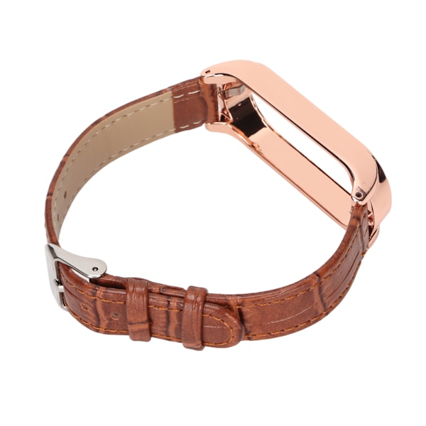 Snabbkoppling Läderklockarmband Bambu Mönster Klockarmband Handledssmartwatch Remband Ersättning för Xiaomi Mi Band 6 5 NFCBrun Guld