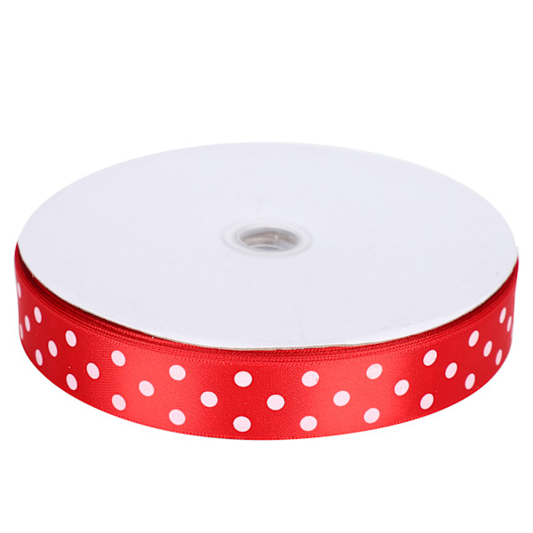 Satängband Polka Dot Tryckt Hårrosetter Presentinslagning Slips DIY Hantverksverktyg 100 Yards 2.5cm Röd
