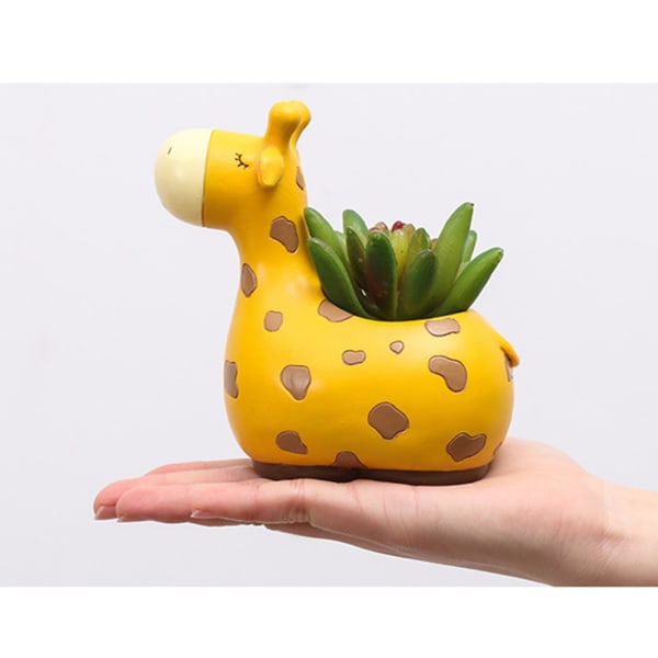 2 st giraffformad blomkruka i harts med håldekoration Snygg växtblomkruka för trädgård