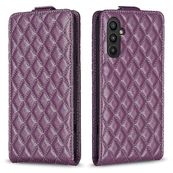 Til Samsung Galaxy A35 5G Etui Kortholder Vertikal Flip Læder Cover-B11 Mørk lilla