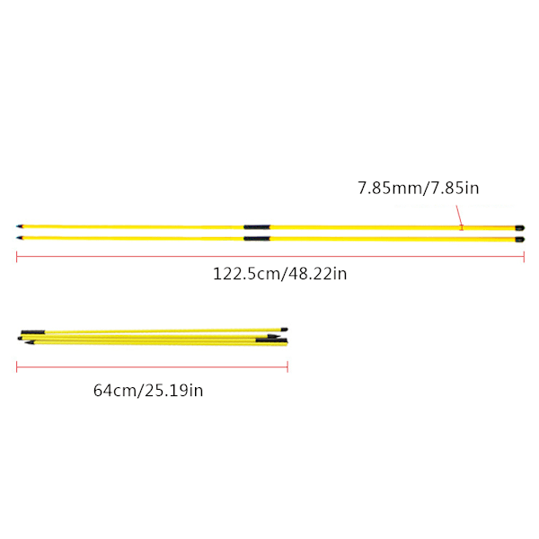 Epoksi lasikuitu tanko keltainen kaksi osaa golf suunta osoitin tikku koulutus apu taittuva oikea harjoitus tanko