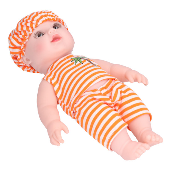 Interaktiv babydocka mjuk vinylkropp nyfödd babydocka simuleringsbabydocka orange