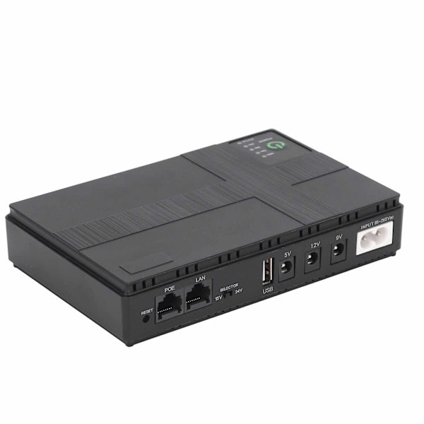 UPS Batteribackup 10400mAh 5V 9V 12V 2A POE 15V 24V 1A Output Uafbrudt strømforsyning 85‑265V EU-stik
