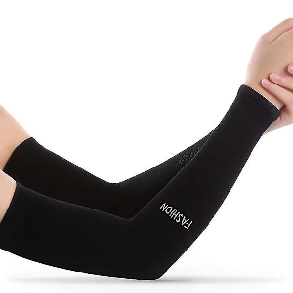 Kølende UV-Solbeskyttelses-Armsleeves til Mænd og Kvinder - Åndbar, Elastisk, Sommersport (Sort)